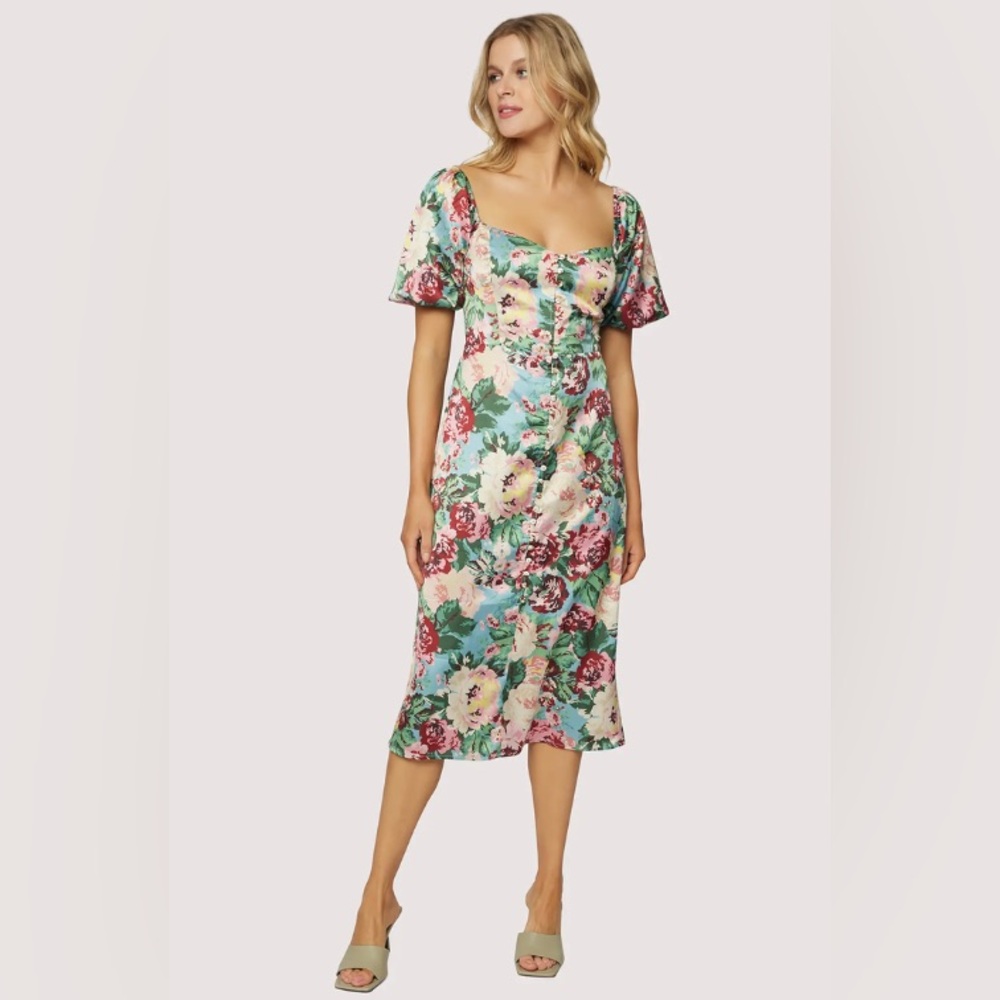 Floral Print Midi Dress Lost and Wander cocktail dress vintage inspired hoco